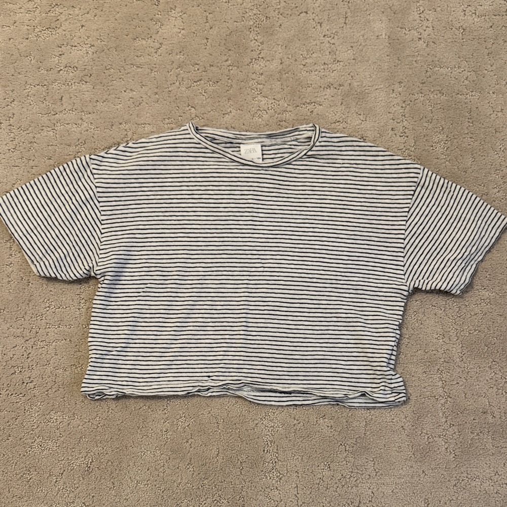 Zara Black and White Striped Top